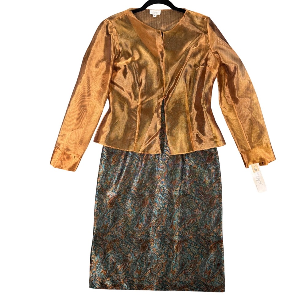 NWT VTG Althuser Silk Dress Jacket Set 6 Metallic Paisley Whimsigoth Dark Boho